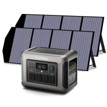 R1500 Generador Solar Con 2 Paneles Solares De 140w, Batería Lifepo4 De 1152wh Con 4 Salidas Ac De 1800w (3000w Pico), Estacion De Energia Portatil 