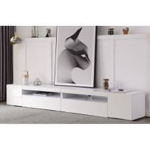 240 Cm Hoher Tv-ständer, Weißer Tv-ständer Mit Verstellbarer Led-beleuchtung, Für Wohn- Und Esszimmer