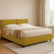 DMORA Halbbreites Bett Leeds – Abnehmbarer Bezug – Gelb – 90 x 200 cm – 100% Polyester – Schaumstofffüllung