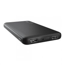 Powerbank 10000mAh Lithium-Ionen 3,7V Schwarz – 2x USB A, 1x USB Typ-C – 15W Ausgangsleistung