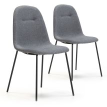 2er Set Gepolsterte Brenda Esszimmerstühle Grau, Sgs Zertifiziert, 44 X 54 X 85 Cm