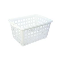 Cesta apilable blanca 50x34x30 cm – Polietileno de alta densidad – Ideal para almacenamiento y transporte de alimentos