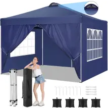 Carpa De Jardín Plegable 3x3m . Gazebo Impermeable Desplegable Con 4 Paneles Laterales. Carpa De Exterior. Apertura De Ventilación Superior. Altura 