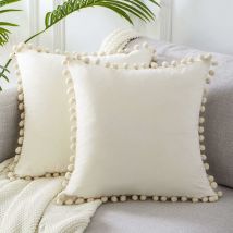 Dksfjkl - Cushion Cover 50x50 Sofa Decoration Living Room Bedroom Cream White Set Of 2 Large Velvet Decorative Cushion Cover For Indoor Home