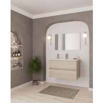 Mueble De Baño Latino 100cm Oak 2 Cajones + Lavabo