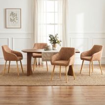 Goeurvant Sillas De Comedor Minimalistas Con Soporte Lumbar Cómodo, Reposabrazos Ergonómicos Y Patas De Madera Resistentes - Juego De 2 – Marrón - 