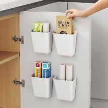 Longziming - Paquete De 4 Cajas De Almacenamiento Autoadhesivas Para Montar En La Pared, Caja De Almacenamiento Para Puerta De Armario De Cocina, Para