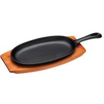 World Of Flavours Piatto Da Griglia Teppanyaki Giapponese, Piastra In Ghisa Con Base In Legno, 36 X 14,5 X 3,5 Cm , Nero - Kitchencraft
