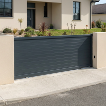Intersun - Portail Coulissant Motorisé Plein L 3000 X H 1692 Mm (gris Anthracite Structuré Ral7016st)
