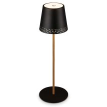 Led Akku-tischleuchte Tischlampe Verstellbar Ip44 Schwarz-holz Rgb Innen Außen