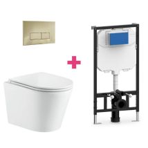 AQUORE Hänge-WC Komplett-Set – Keramik – 35 kg – 515 mm Tiefe – 365 mm Höhe – 355 mm Breite – Rimless Easy Clean – Soft Close – 7 Jahre Garantie