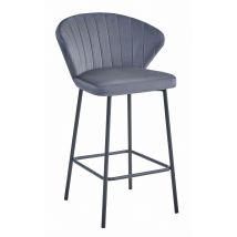 Taburete Valora Gatta Terciopelo Gris Oscuro Patas Negras Estilo Elegante