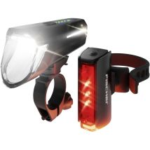 Fischer Fahrrad Kit Illuminazione Bicicletta Plus 110 + Twin Stop Led (monocolore) Nero