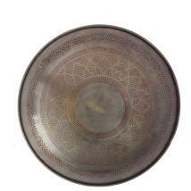 Applique Murale Ronde Cuivre Et Or Design Oriental Métal Ajouré - Cuivre Patiné Doré Oriental