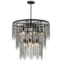 Toolight – Suspension en métal et plastique – Largeur 800 mm – Hauteur 1200 mm – 8 points lumineux – Couleur noire, dorée rosée