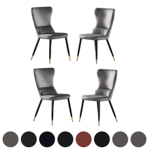 Ensemble De 4 Chaises De Salle À Manger Rembourrées New York Lux Avec Embouts Argentés Pour Salle À Manger Et Cuisine - Gris