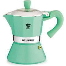 Caffettiera Italiana - Pezzetti - Bellexpress - Alluminio - 6 Tazze - Adatta A Tutti I Piani Cottura, Incluso Induzione - Turchese