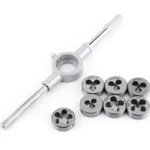 Soleil - Shining House Juego De Machos De Roscar Y Terrajas, Juego De 8 Piezas De Machos De Roscar Métricos Y Soporte De Llave Con Terrajas M3-m12, 