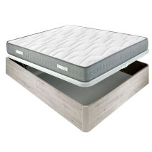 Colchón Muelles Ensacados Spring 22 Cm Firme + Canapé Abatible Madera 3d Transpirable Altura 34 Cm 90x190 Cm - Nordico