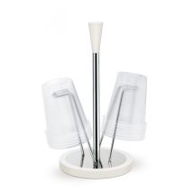 Giannini Glossy Portabicchieri Bianco Acciaio E Legno