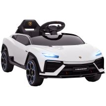 Macchina Elettrica Per Bambini 101.5x49x43 Cm Licenza Lamborghini 12v Con Luci Led Clacson E Telecomando Bianca
