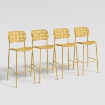 4 Taburetes De Bar En Acero Y Polipropileno Clover Yes - Amarillo