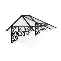 Palram - Patio Cover Lily Extendable Series Canopy Door Awning Kit 2130 Clear - Acrylic - L216 X W88 X H70 Cm - Black