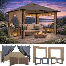 2 Seitenteile Mit Rv 250x192cm 350x192cm Für Pavillon Nizza 3x4m Seitenwand Taupe Ral 7006