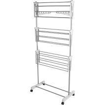Haloyo - Asciugabiancheria Bianco/grigio Stendibiancheria In Acciaio Inox Stendibiancheria Pieghevole A Tre Livelli