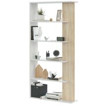 Hogar24 - Estantería Alida En Roble Canadian Y Blanco 5 Estantes 180x90x25 Cm