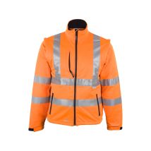 Warnschutz-Softshelljacke Größe M – orange – 96 % Polyester, 4 % Elastan – EN 20471 PSA-Kategorie II
