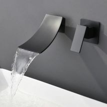 Waterfall Bathroom Faucet, Wall-mounted Recessed Basin Faucet - 2-hole Wall-mounted Faucet With Single Handle And Large Mixer Spout For Bathroom - 