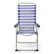 Solenny - Sedia A Sdraio Da Spiaggia 5 Posizioni Schienale Anatomico Blu E Bianco