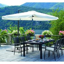 Rechteckiger Regenschirm 3x2 Meter Mit Anthrazitgrauer Aluminiumstruktur Und Ecrufarbenem Bezug - Bracciano