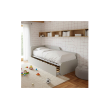 Divano Letto Sagomato 80x190 Con Letto Estraibile E Sollevabile - Ecru Cappuccino