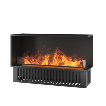 Caminetto A Vapore Acqueo Da Incasso Corner R1200 Con Fiamma Multicolore, Effetto 3d E Controllo App, Serbatoio 2.4l - 120cm