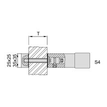 Empuñadura de puerta KWS 8B54 – Acabado aluminio – Fijación S4-M8 – Dimensiones rosca 35x35 mm