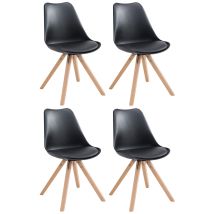 Décoshop26 - 4 Sillas De Comedor Estilo Escandinavo En Sintético Negro Y Patas Cuadradas De Plástico En Madera Clara Cds10370