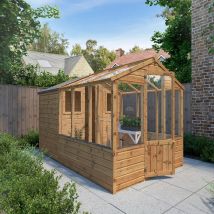 10 X 6 Feet Traditional Apex Greenhouse/shed Combo - Timber - L304.1 X W201 X H205.9 Cm - Brown