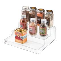 Organizer Cucina, Piccolo Scaffale Cucina A 3 Ripiani In Plastica, Pratico Porta Spezie Adatto Anche Per Cibi Conservati E Barattoli, Trasparente - 