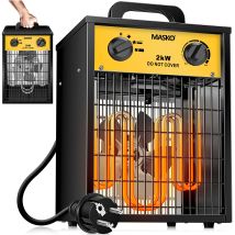 Elektroheizer Heizlüfter Bauheizer Mit Integriertem Thermostat Elektrisch Heizgerät Mit 3 Heizstufen Heizgebläse Für Innen- Und Außeneinsat Gelb / 2 