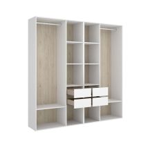 Dkt - Vestidor Reus 4 Cajones, 10 Huecos Y Trasera Reversible En Blanco/natural, 205cm(alto) 196cm(ancho) 45cm(fondo)