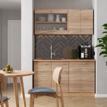 Vicco - Cucina Completa R-line, Rovere Sonoma/goldkraft, 140 Cm Senza Piano Di Lavoro