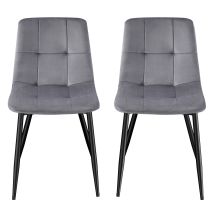 Vasagle – Lot De 2 Chaises Rembourrées En Velours Gris – Pieds Réglables Pour Tous Types De Sols – Dossier Ergonomique Pour Confort Optimal