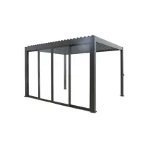 Set 4 Vetri Scorrevoli Per Pergola Bioclimatica Eurogarden "atena" In Vetro Temperato Grigio Lato 4 Mt