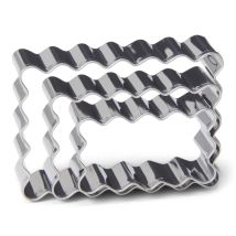 13706 - Assortimento Di 3 Taglierine Rettangolari E Seghettate Per Biscotti Tipo Torte Piccolo Burro - Acciaio Inox - 3 Dimensioni: 4,5 X 2,5 Cm, 5,5 