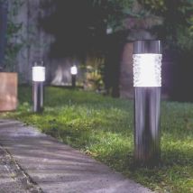 Borne solaire Wave 10 lumens – Lampadaire d'extérieur – Hauteur 57 cm, Inox, Verre, 10 lumens blanc froid – MARCO PAUL