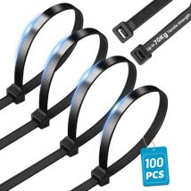 100 Pezzi Morsetti Per Cavi Professionali In Plastica 300 X 8 Mm Resistenti Ai Raggi Uv Con Resistenza Alla Trazione Di 70 Kg – Nero