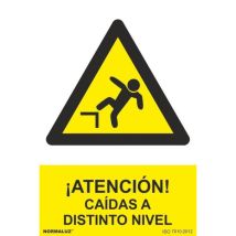 Señal de advertencia PVC 210x300mm - Atención Caídas a Distinto Nivel - Resistente a la intemperie - Alta visibilidad