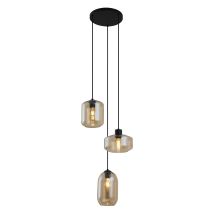 Qazqa Lampada A Sospensione Sheena - Moderno - Metallo,vetro - Nero/oro - Tondo Max. 3 X Watt